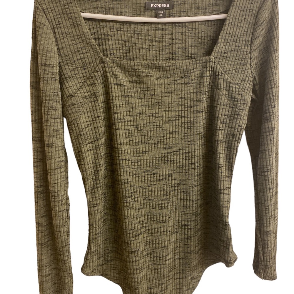 Nwot express ls bodysuit size medium dark green with hints of black